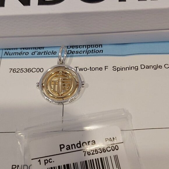 AUTHENTIC PANDORA TWO-TONE Fú Spinning Dangle Charm/Pendant 762536C00 - Picture 3 of 15